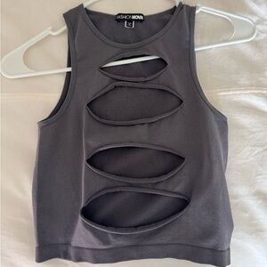 Fashion Nova Charcoal Cut-Out Crop Top